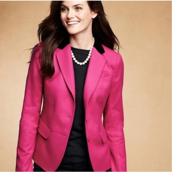 Talbots Jackets & Coats Talbots Hot Pink Velvet Collar Blazer